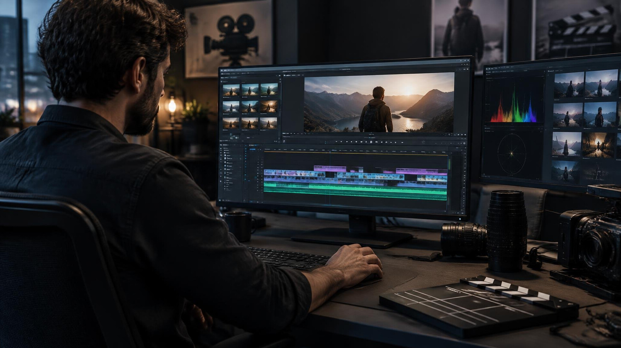 professional filmmaker editing video