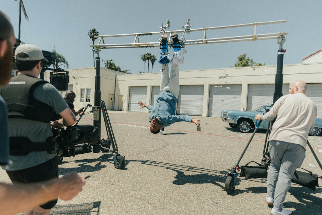 film set crew working