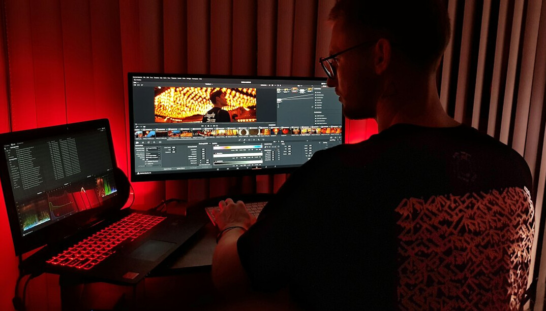 professional filmmaker editing video