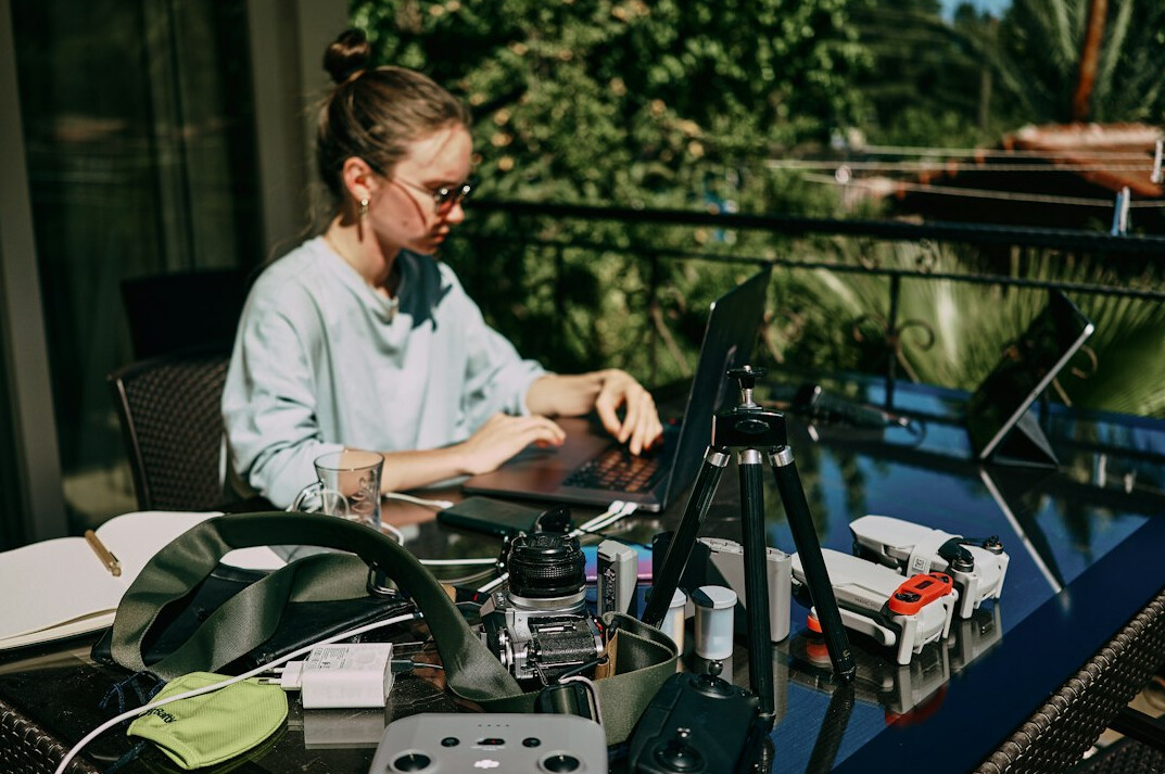 professional video editor at desk