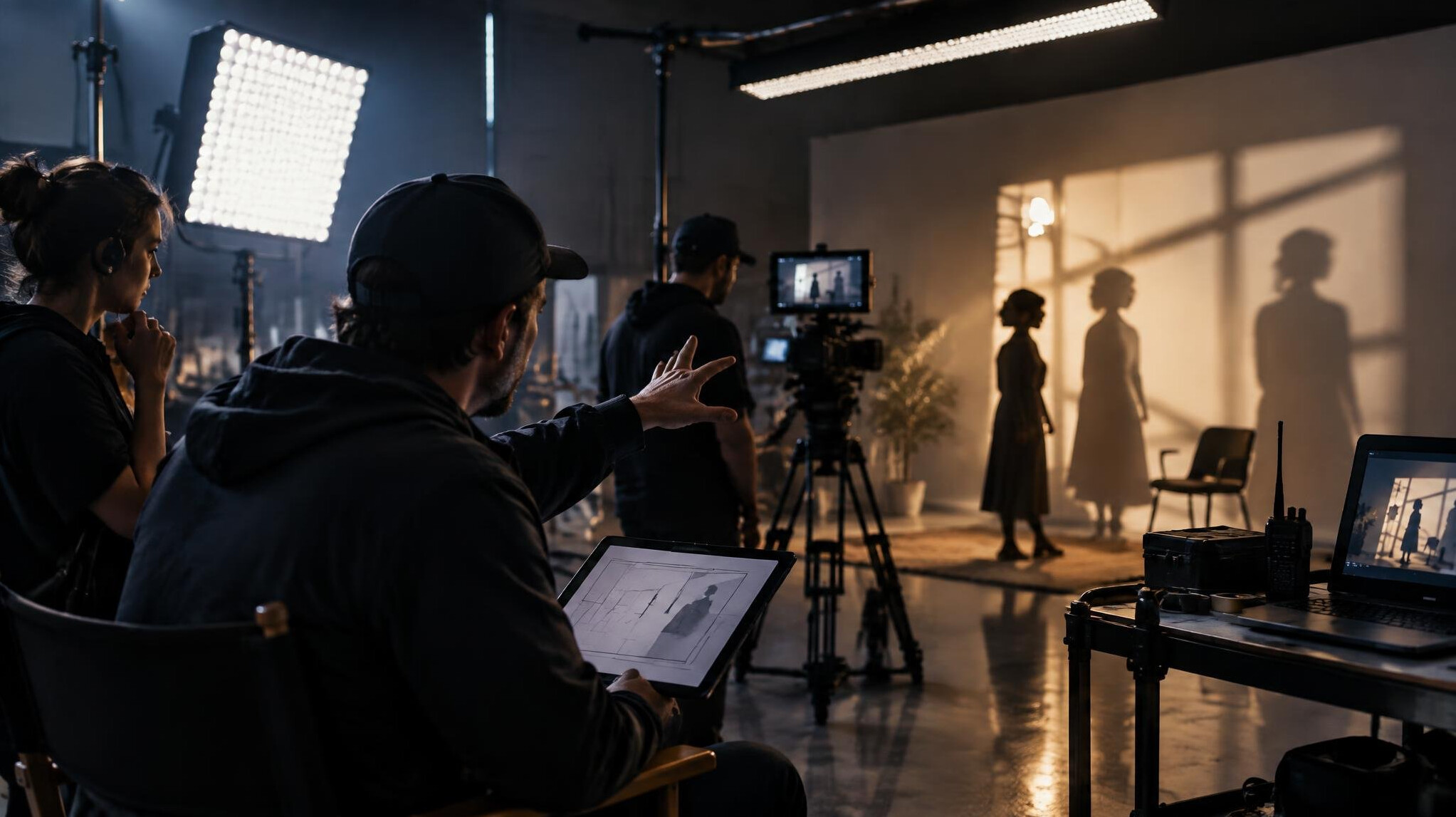 modern film set with led lights